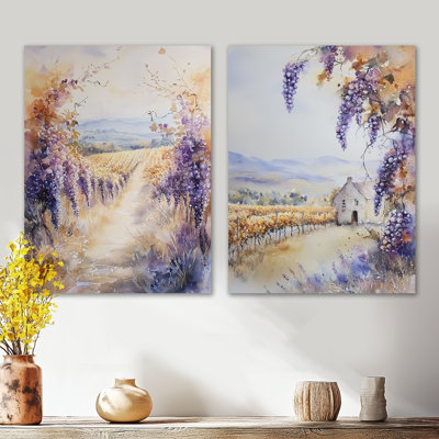 Vineyard in Italy - Ensemble de 2 impressions murales en métal toscan