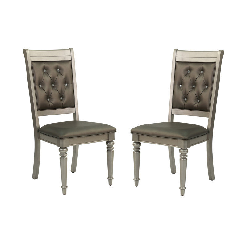 Ensemble de 2 chaises d'appoint luxueuses rembourrées capitonnées Luxury