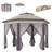 Outsunny 13.3' x 13.3' Pop Up Gazebo Hexagonal Canopy with 6 Zippered Mesh Netting