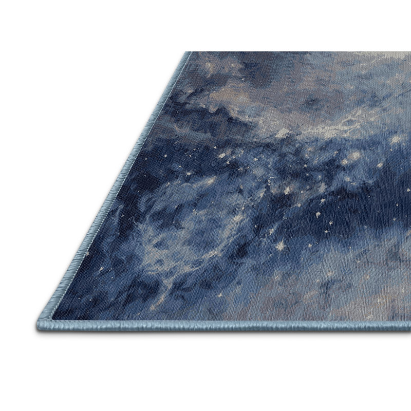 Machine Washable Blue Area Rug, Square 8'