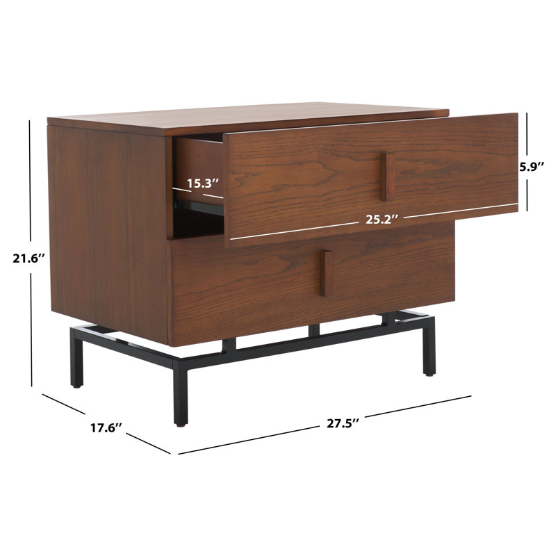 Artavion 2 - Drawer End Table, Dark Brown/Black