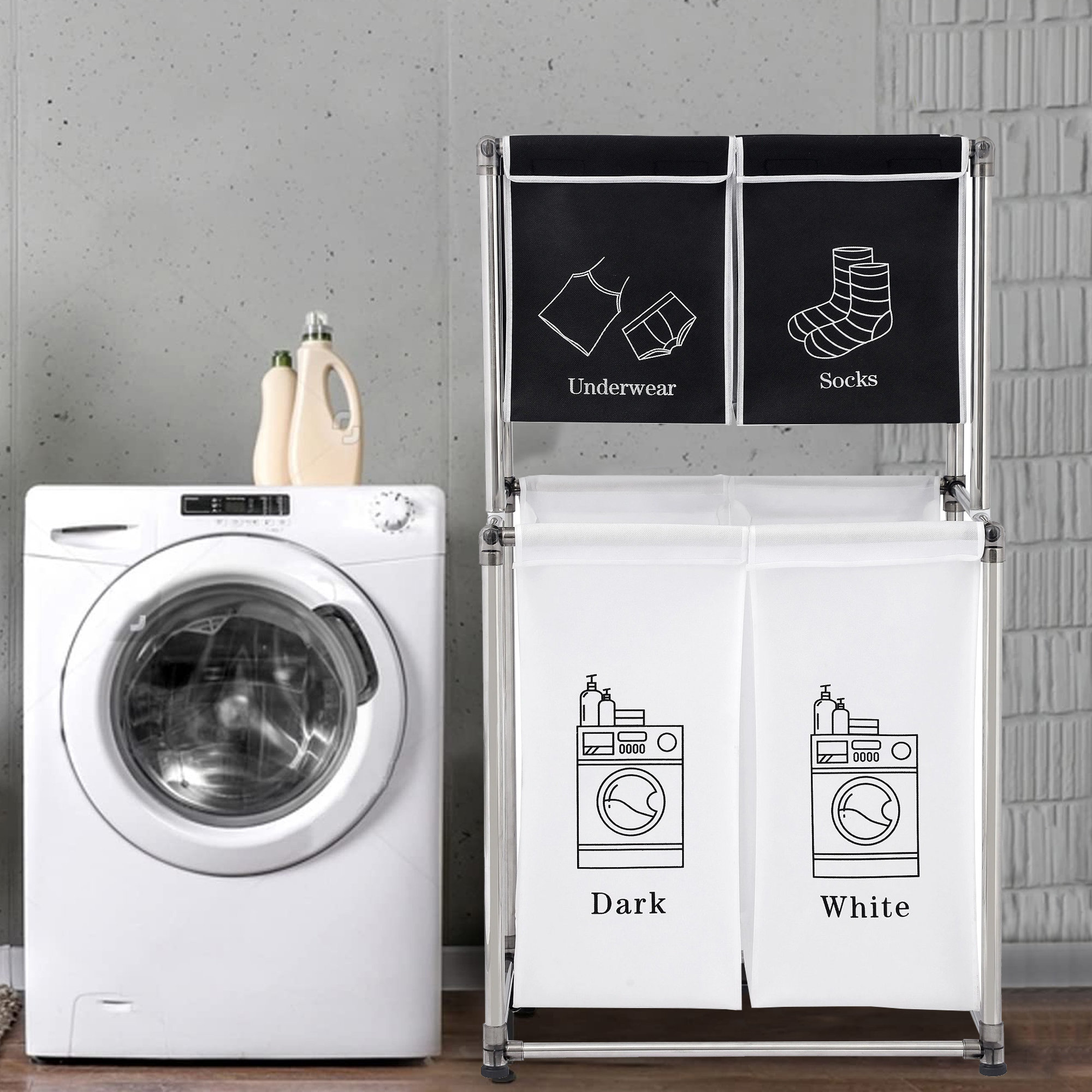 Latitude Run® 2 Tier Laundry Separator Hamper | Wayfair