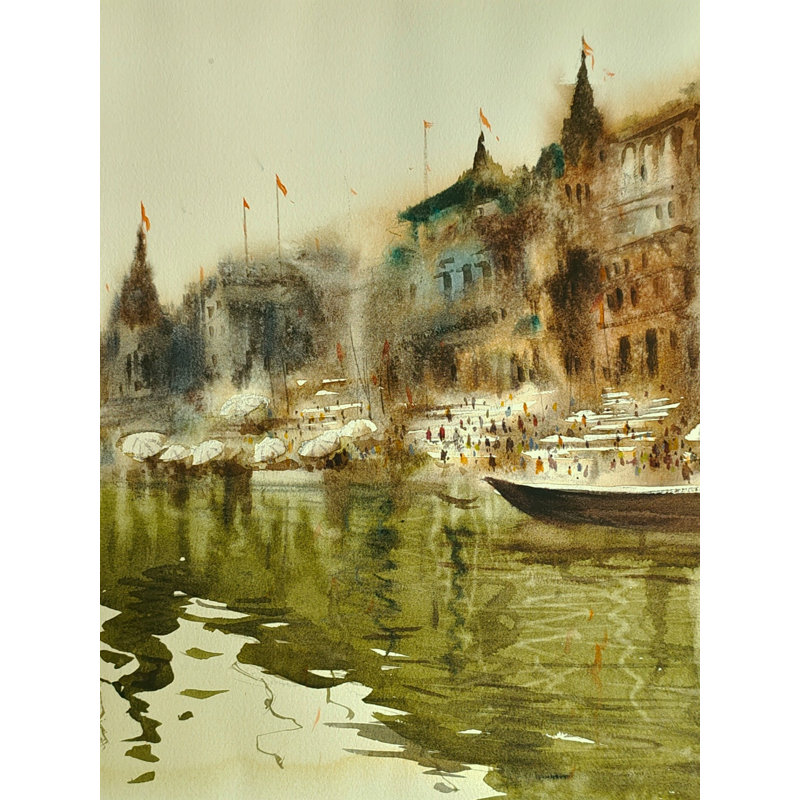 Banaras Ghat | Watercolor Painting By Achintya Hazra
