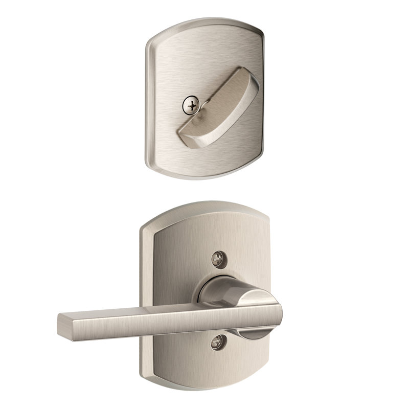 Latitude Single Cylinder Interior Lever Set (Exterior Portion Sold Separately), Yes, Satin Nickel