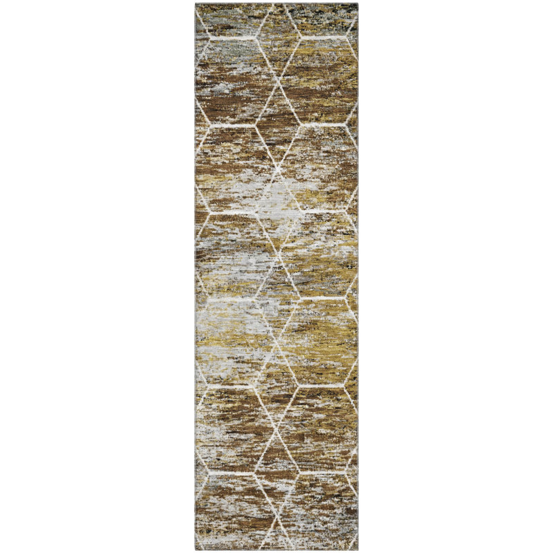 Premium Machine Washable Lubbers AMF1724 Geometric Rug, Runner 2'3" x 7'6"