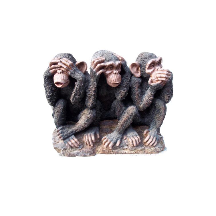 See, Hear, Speak No Evil Monkey Shelf Sitter Computer Top Sitters Chimpanze