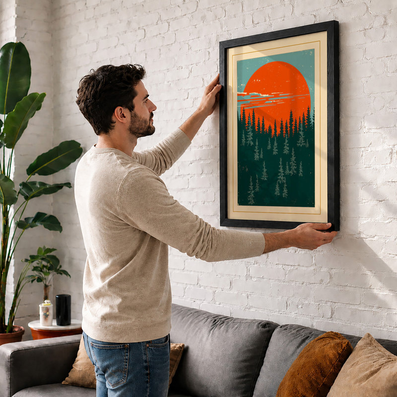 Forest Under Sun Scandinavian - Print, A4 - 29.7 x 21.0 cm, White