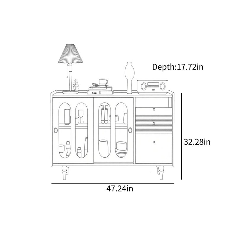 Cassité, 32,28 po H x 47,24 po L x 17,72 po P