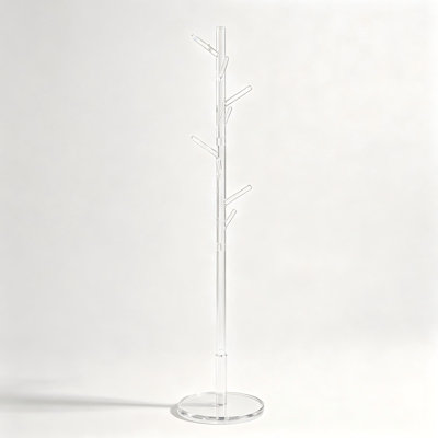 Clear Acrylic Freestanding Coat Rack, Modern Coat Tree Stand, Transparent Purse Tree for Entryway Hallway