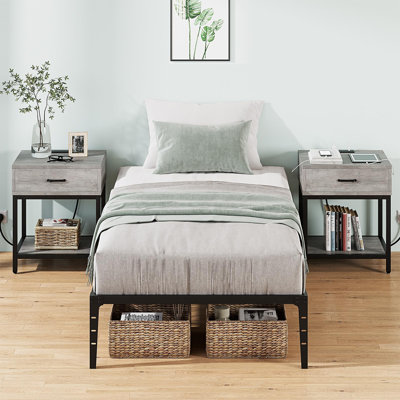 Metal Platform Bed Frame, Heavy Duty Noise Free Bed Frame with Metal Slat Support and Strong Bearing Capacity, No Box Spring Needed