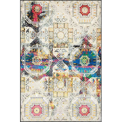Starry Mixed Color Geometric Washable Modern Decorative Woven Base Rug