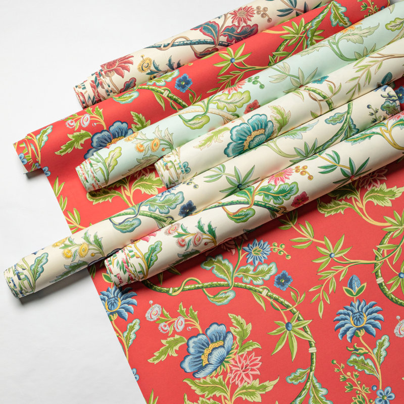 Louverne Veronique 33' L x 32" W Wallpaper Roll, Red