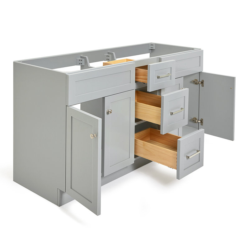 Paulla 60'' W Double Bathroom Vanity Base, Gray