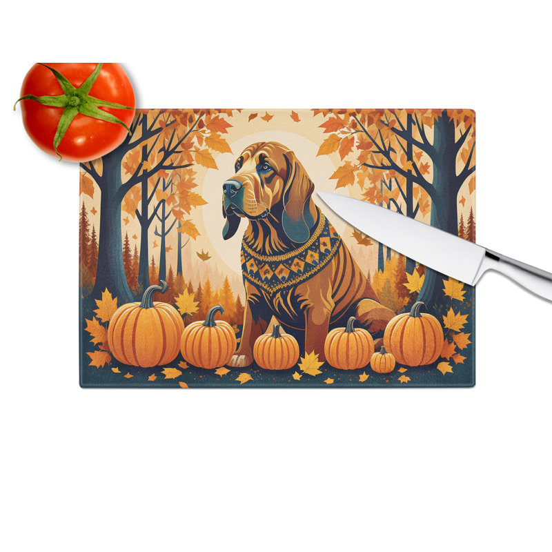 Bloodhound Fall Glass Cutting Board Large
