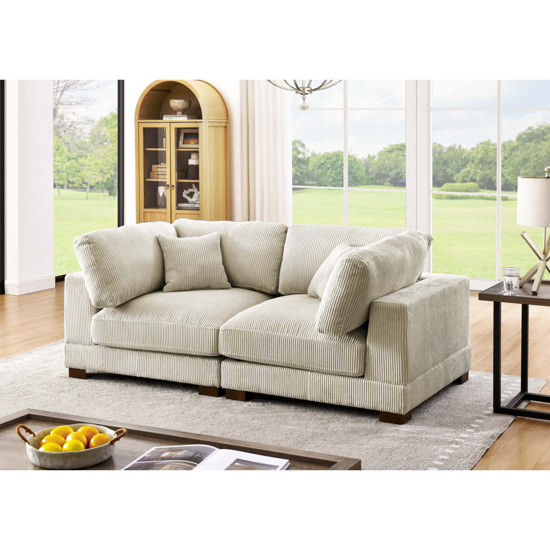 Causeuse à accoudoirs carrés 80 po Annalissa, Beige