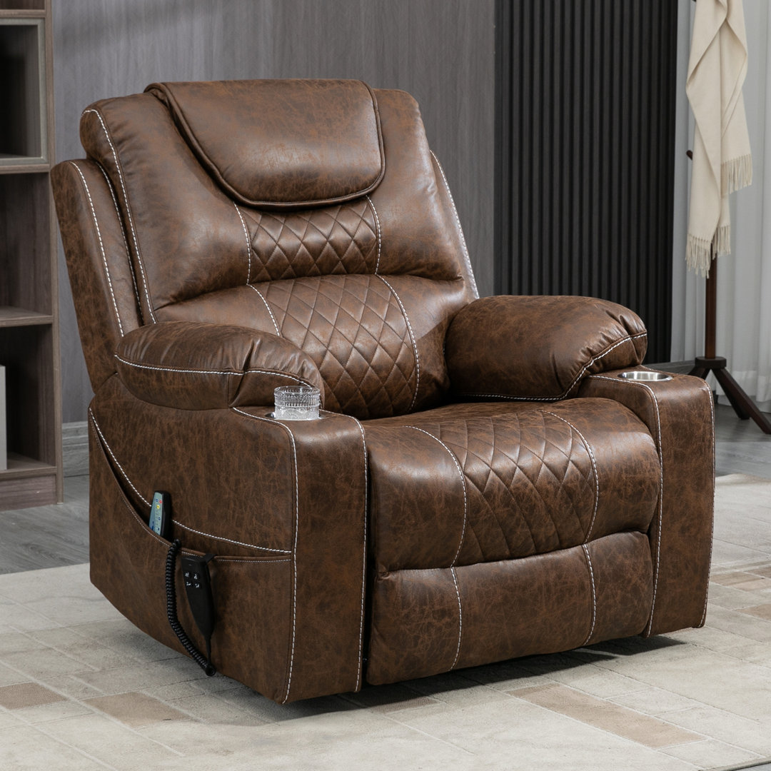 Nancilee 38'' Wide Vegan Leather Power Lift Assist Recliner Latitude Run® Body 