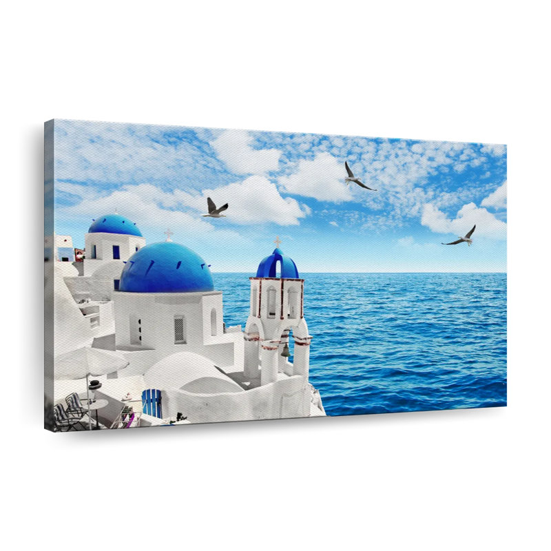 Santorini Island - reproduction sur toile tendue, H 8 po x l 12 po x P 1 po