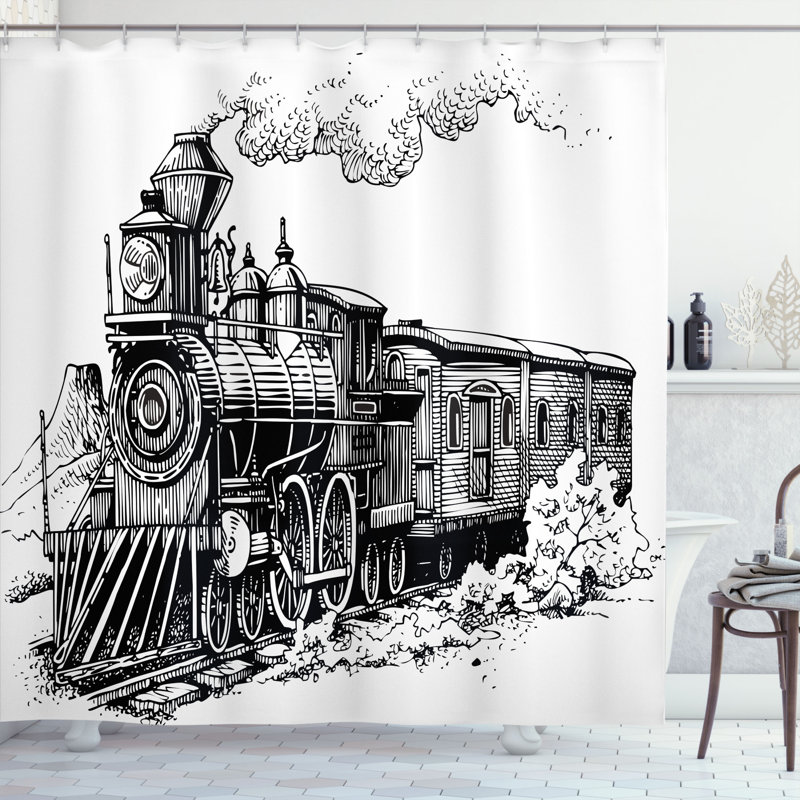Rideau de douche à vapeur simple rustique old train engine Jana, H 70 po x l 69 po