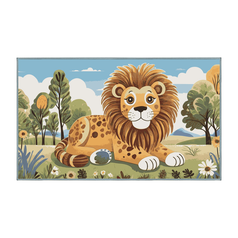 Tapis pour enfants 6 animaux Ginza, Rectangulaire 2 pi x 3 pi