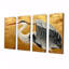 «Heron Ready For Liftoff On Gold», art mural animal sur toile 4 pièces-106425334