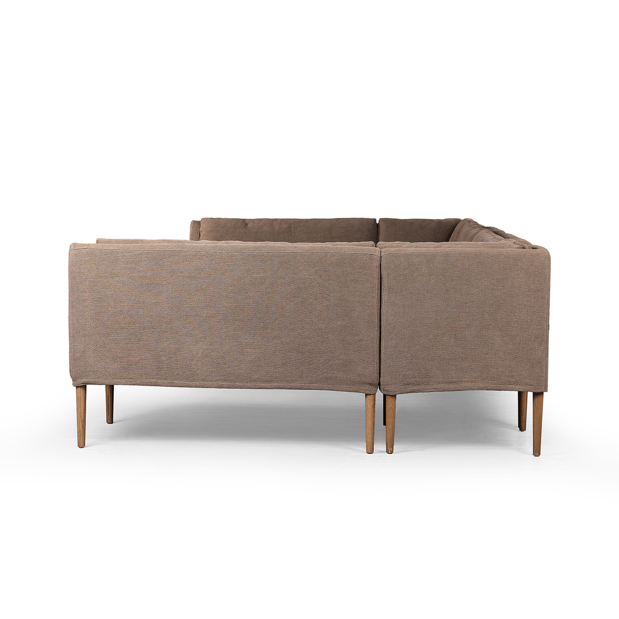 Aurelia Dining Banquette, 34.5" H x 152" W x 75" D, Broadway Coffee Linen
