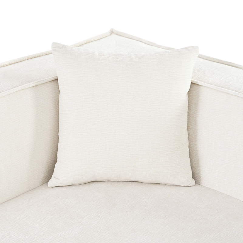 Sectional Sofa with pillows, Beige Polyester