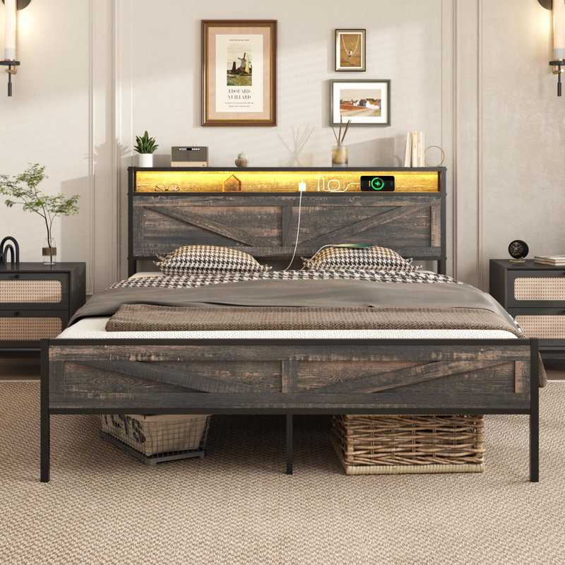 Farino Metal Bed, Brown, Full