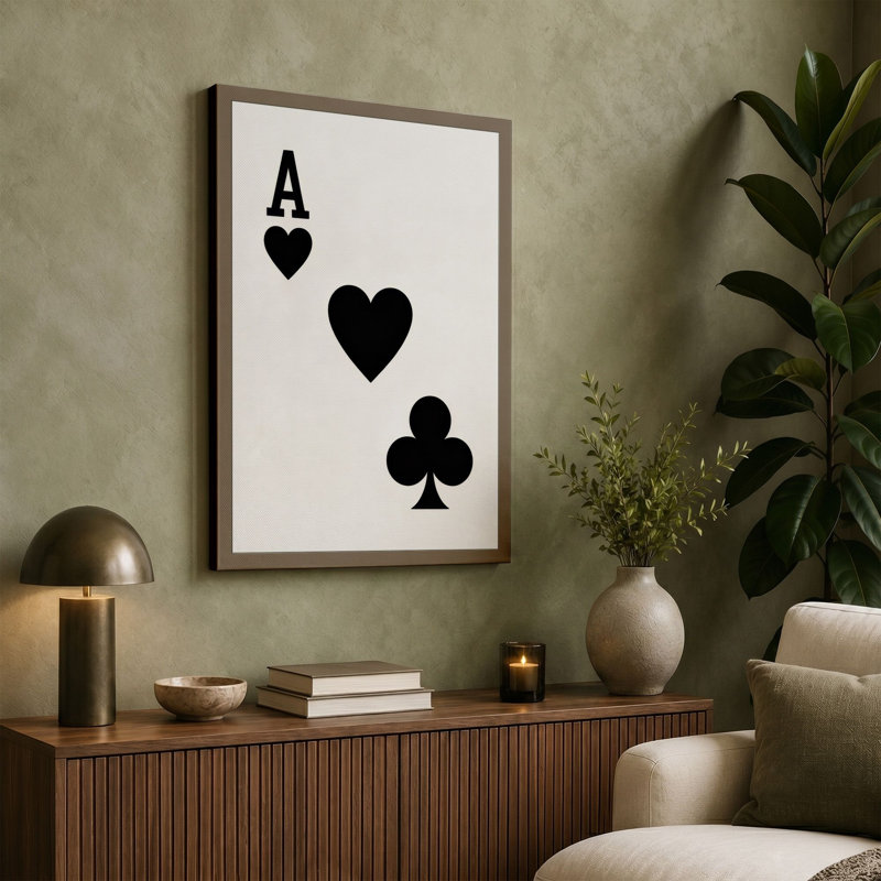 Ace and Hearts Geometric - Wrapped Canvas, 18x12 - 45.7 x 30.5 cm, Ochre Border