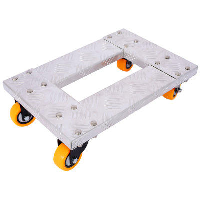 Chariot à roulettes robuste en alliage d'aluminium 18,1 po x 12 po x 5,3 po avec roulettes 3 po TPU et frein argent Furniture