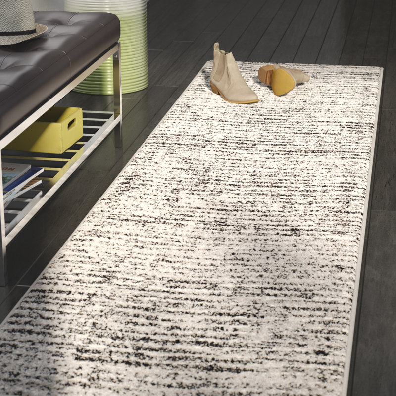 Tapis noir / argenté Riebe, Tapis de couloir 2 pi 6 po x 6 pi