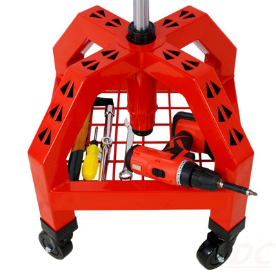 Pneumatic 360 Degree Swivel Stool, Mechanics Rolling Creeper Seat, Heavy Duty Rolling Mechanics Stool, Shop Stool With Casters Red