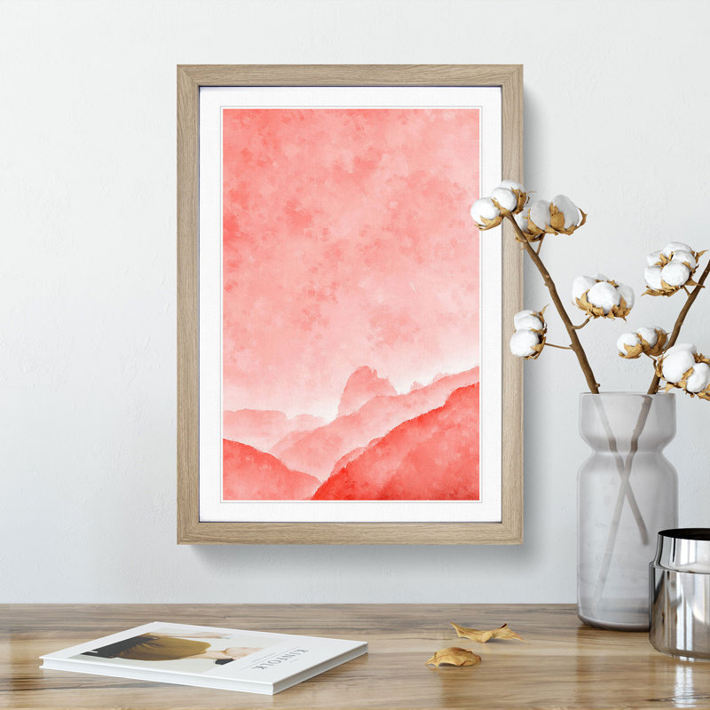 Coral Mountains - Picture Frame Painting Print, 33cm H x 24cm W x 2cm D, Oak Framed