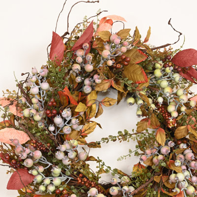24" Handcrafted Berry Thanksgiving Wreath