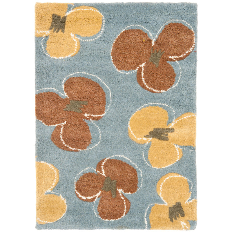 Tapis bleu en laine touffeté à la main Armstrong, Rectangle 9 pi 6 po x 13 pi 6 po