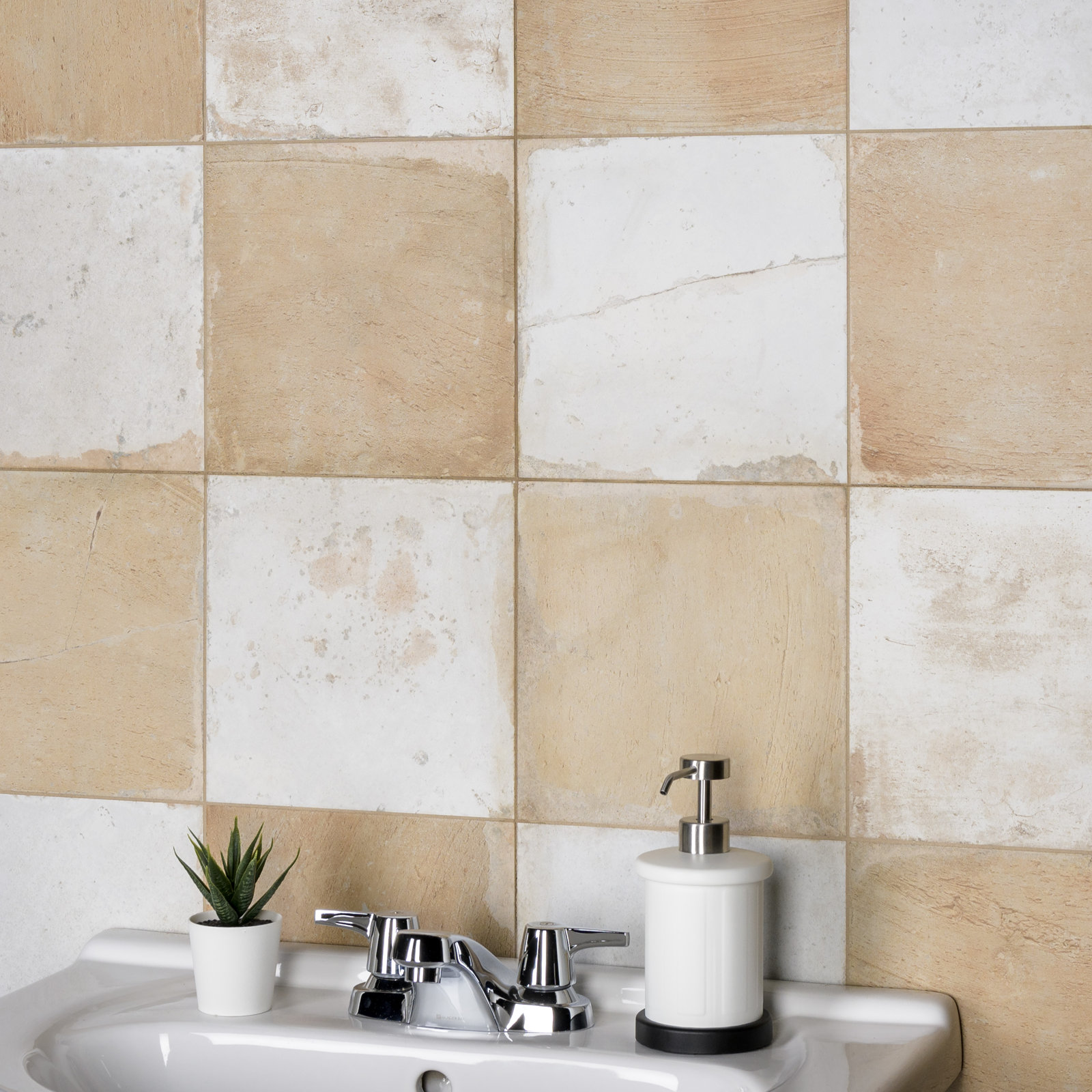 Kings 18" x 18" Ceramic Stone Look Wall & Floor Tile, Sand