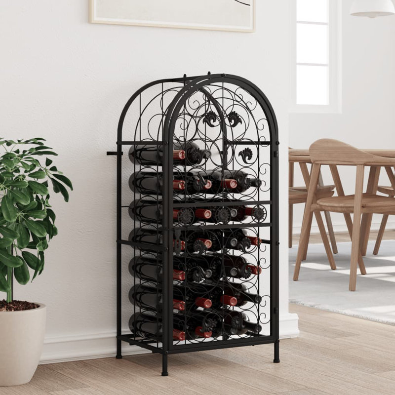 Clementon Wine Rack for 33 Bottles Black 45x36x100 cm Wrought Iron