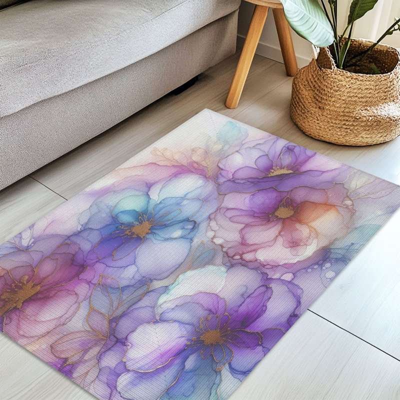 Tapis tressé Lilas Ink Waves, Rectangle 3 pi x 5 pi