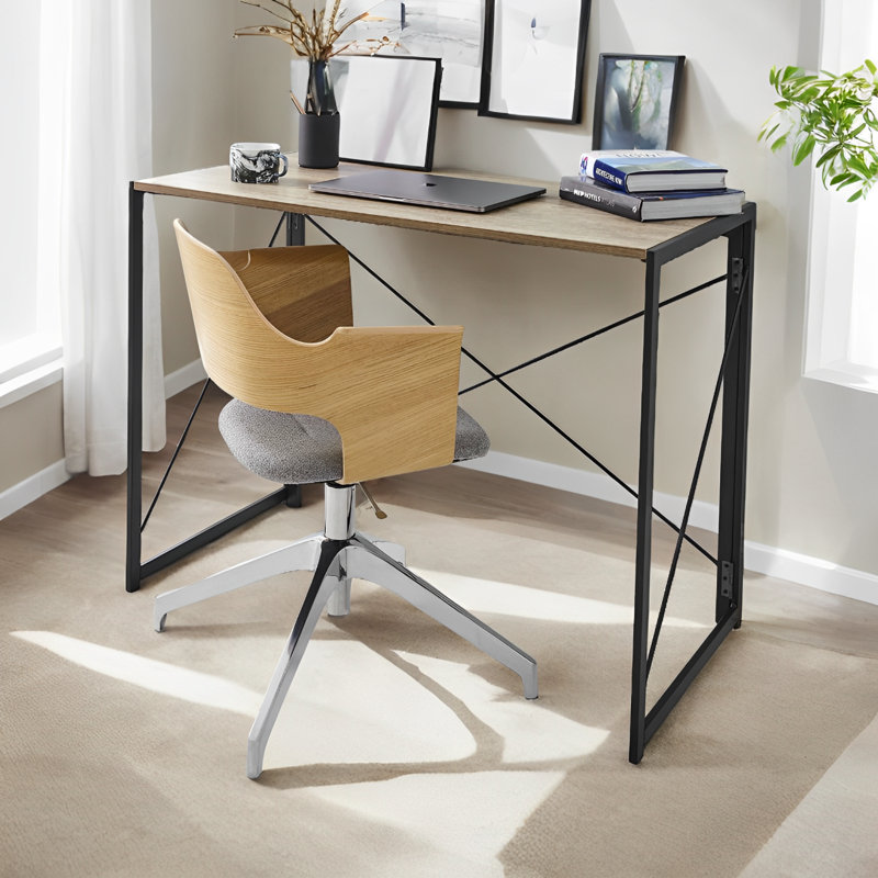 Carmille Folding Computer Desk Table , Brown/Grey