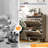 2 Flip 1 Barrier Barn Door Shoe Cabinet Melamine Embossed 31.6In Gray Oak-1800651954