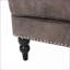 Fauteuil club en microfibre brun noyer contemporain, capitonné avec garniture cloutée | Gris + brun | Microfibre