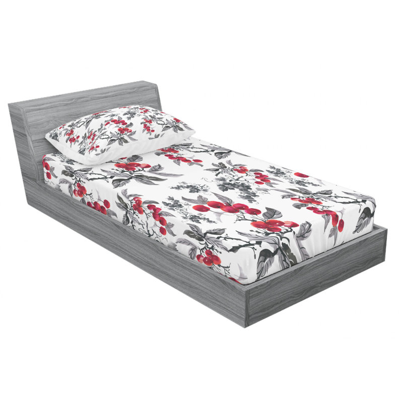 Microfiber Floral Sheet Set, Twin Sheet Set with Fitted Sheet