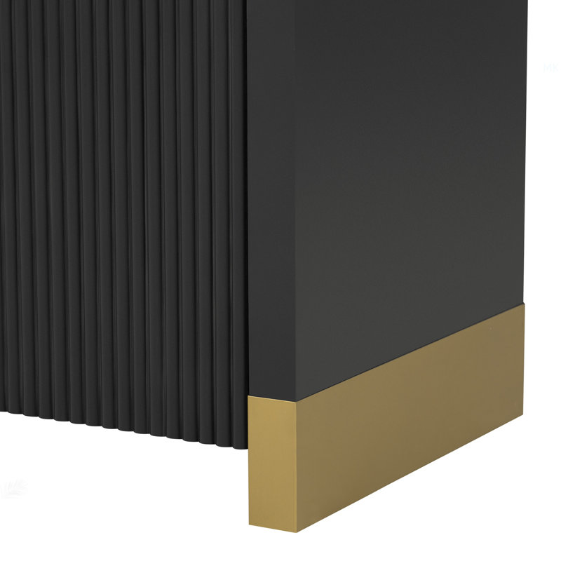 4-Door Curved Corner Design Wavy Door Panel  Cabinet With Adjustable Shelves, Suitable For Study, Living Room And Entrance