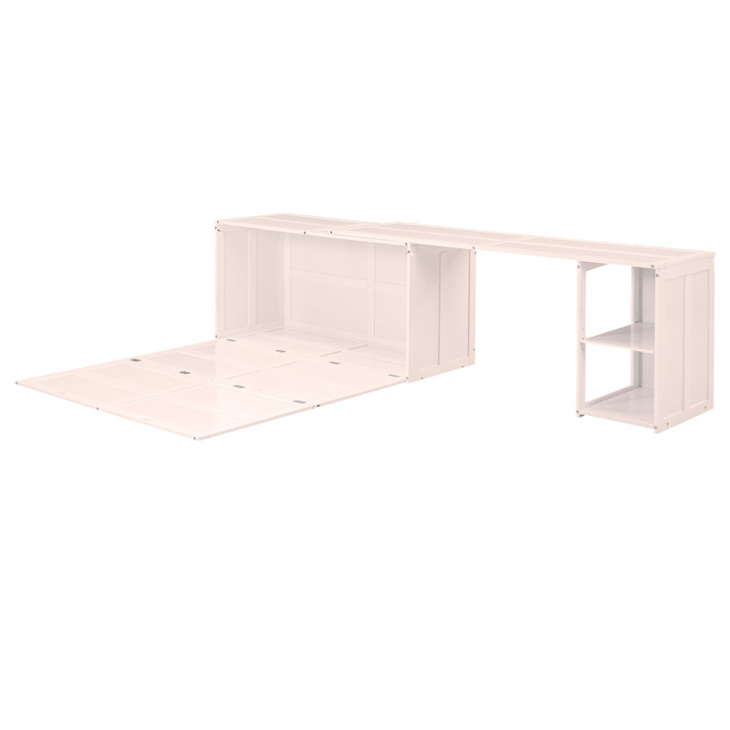 Queen Size Murphy Bed With Rotable Desk, White