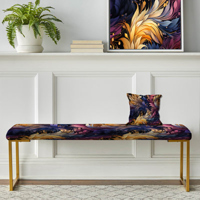 Banc floral rembourré or