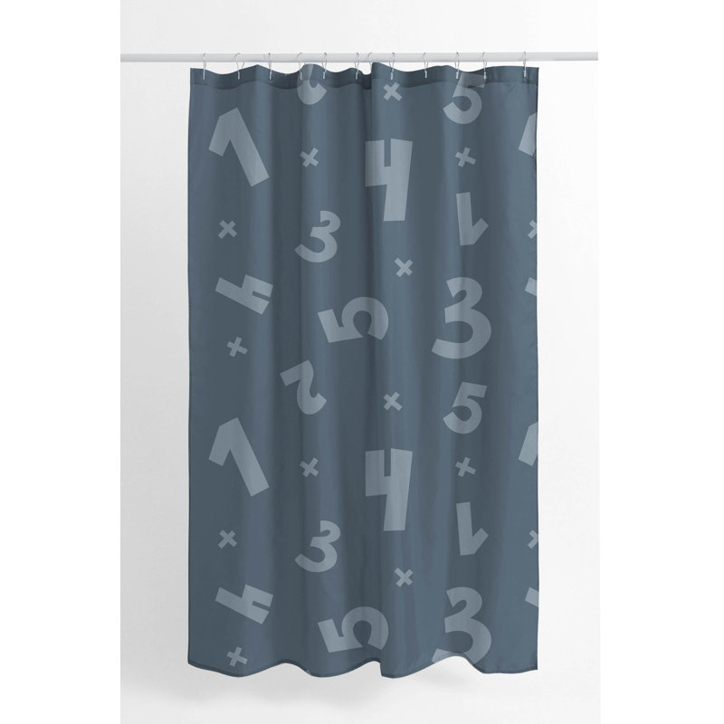 Number Match Ultra-Thin Lightweight Shower Curtain, Blue/Ivory