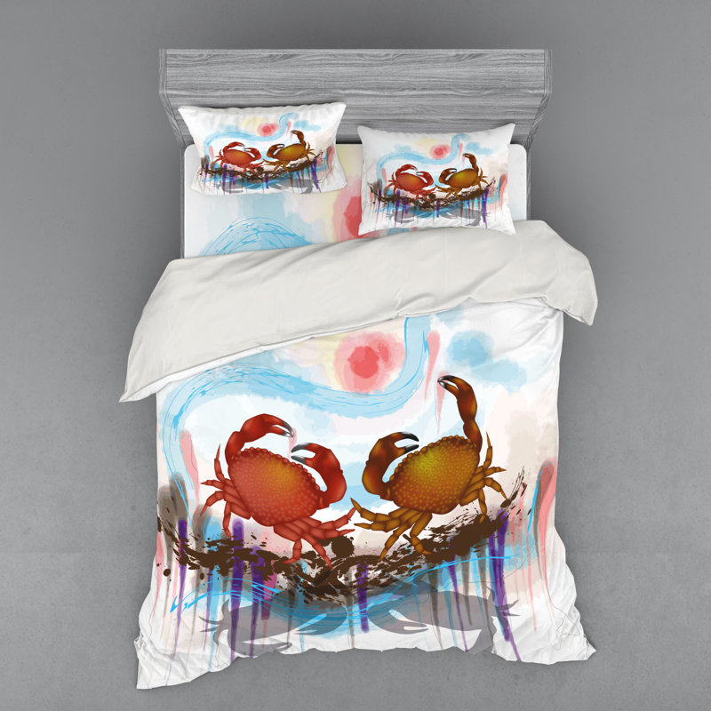 Ensemble de housse de couette Crabs Brown, Housse de couette grand + 3 pièces supplémentair