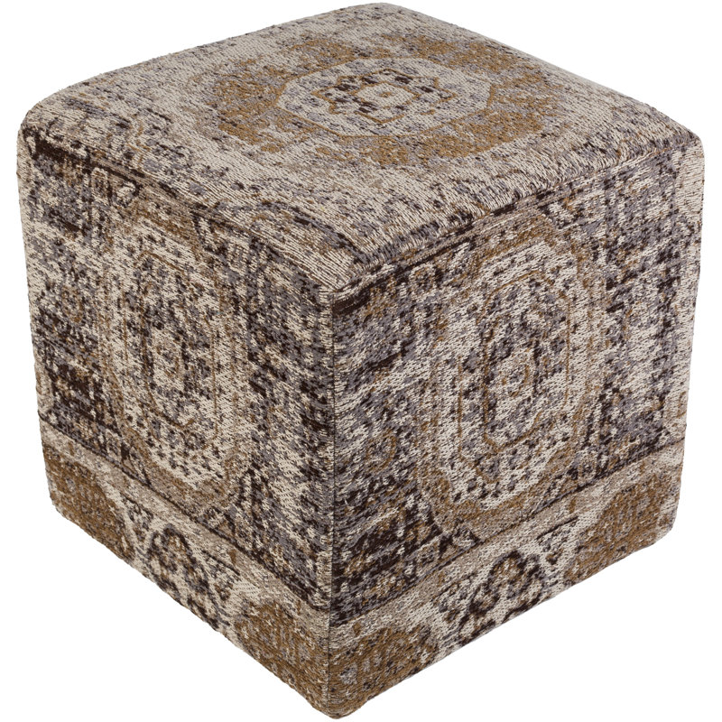Maisonet Upholstered Pouf, Gray/Purple