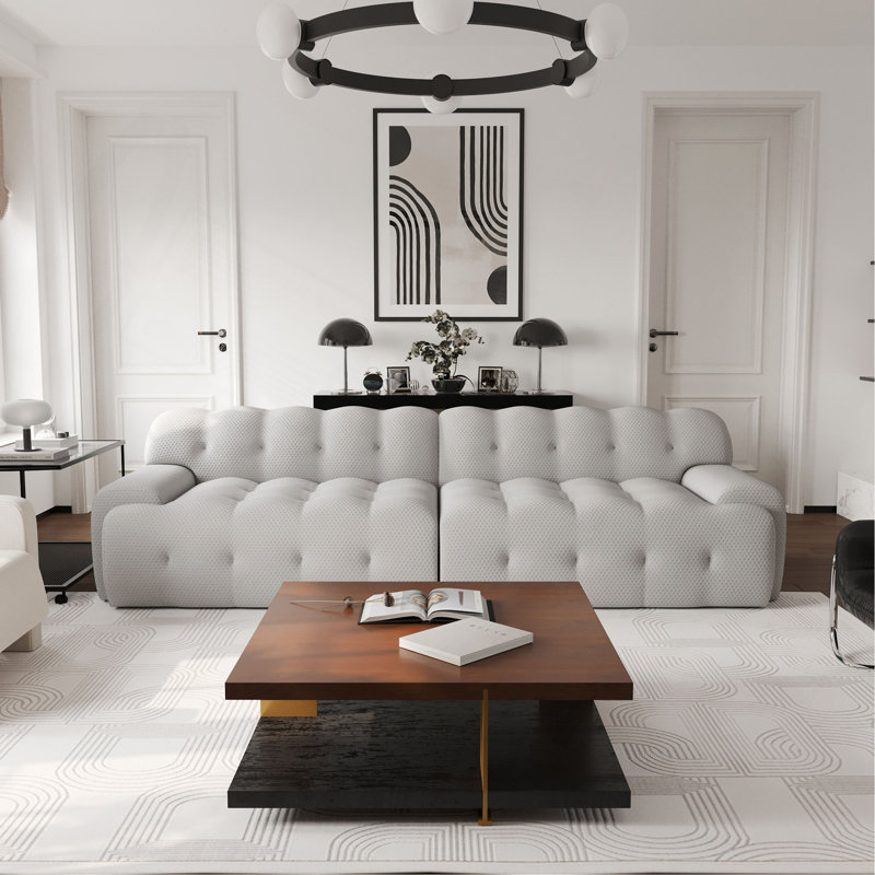Sectional Sofa Comfort 3D-Knitted Loveseats, Grey