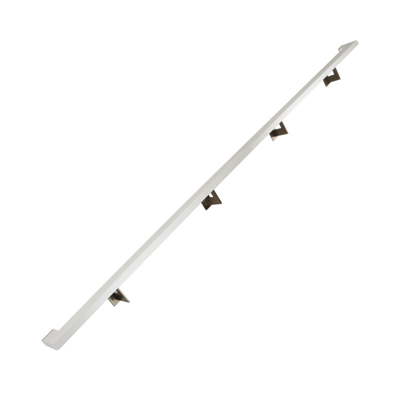 Urban Contemporary Handrail Grab Bar Kit, L Steel Brackets, Returns to Wall, Powder Coat, 96" W, Bronze/Satin White