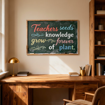 Text & Numbers Teachers Seeds Knowledge Grow Forever Of Plant